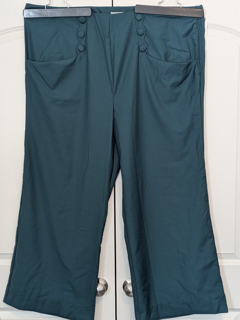 High-Waisted Teal Sailor Pants - Unique Vintage 5X/26